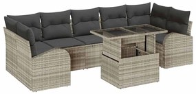 Conjunto de Sofá de Jardim vidaXL com Almofadas Cinza Claro de Vime Po