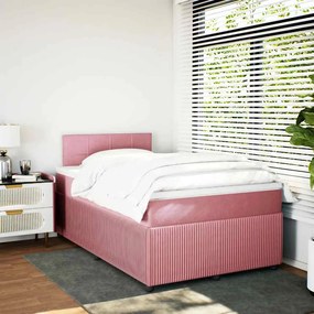 Cama boxspring com colchão 120x200 cm veludo rosa