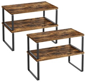 Conjunto de 4 prateleiras cozinha para especiarias Castanho vintage-Preto