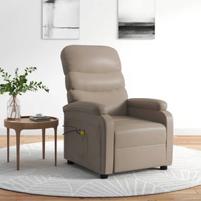 vidaXL Poltrona massagens reclinável elétrica couro artif. cappuccino