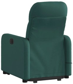 Poltrona elétrica elevatória massagens tecido verde-escuro
