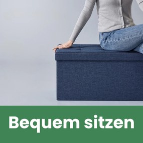 Banco com espaço de arrumação 38,1 x 76,1 x 38,1 cm azul escuro