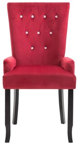 Cadeira de jantar com apoio de braços veludo vermelho