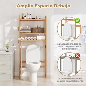 Organizador de casa de banho de bambu de 3 níveis, prateleiras ajustáveis
