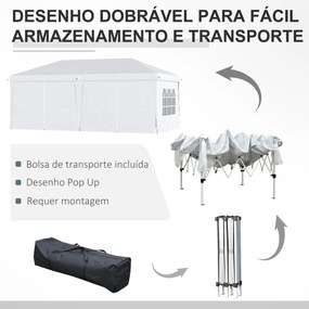 Tenda para Festas 585x295x270 cm com Paredes Laterais Amovíveis Tenda