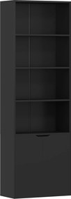 HOMCOM Estante para Livros de 6 Níveis Portas e 4 Prateleiras Abertas para Sala Escritório 59x29x180 cm Preto | Aosom Portugal