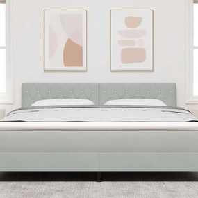 Cabeceira LED com botão de cristal, acolchoada em cinza claro de 90 cm