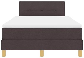 Cama Box Spring com Colchão &amp; LED Castanho Escuro 120x200 cm Tecido