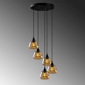 Candeeiro Suspenso Gold – Dourado e Preto – 49 x 49 cm