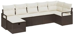Conjunto de Sofá de Jardim vidaXL de 7 Peças com Almofadas Castanhas R