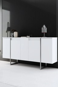 Console Luxe – Branco e Prateado – 160x35x80 cm