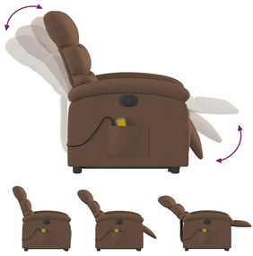 Poltrona elétrica elevatória massagens tecido castanho