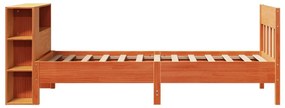 Cama com estante sem colchão 75x190cm pinho maciço castanho-mel