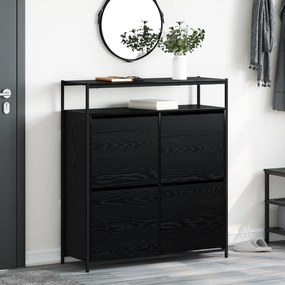 vidaXL Gabinete de Sapatos com 4 Gavetas Basculantes Carvalho Preto 100x34x112 cm