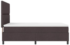 Cama Box com Colchão e LED Castanho Escuro, 160 x 200 cm, Tecido