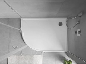 Mexen Flow Base de duche semicircular assimétrico slim direito 90 x 80 cm, branco brilho - 46Q108090R