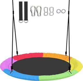 AIYAPLAY Balanço Ninho Ajustável Suspenso até 300 kg com Cordas Ajustáveis 100x100x180 cm Multicolorido | Aosom Portugal