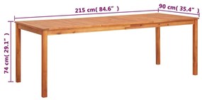 Mesa de jardim 215x90x74 cm madeira de acácia maciça