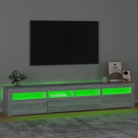 Móvel de TV com luzes LED 210x35x40 cm sonoma cinza