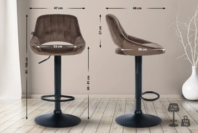 Banco alto Milet em veludo com estrutura preta 85-106 x 47 x 48 cm Castanho
