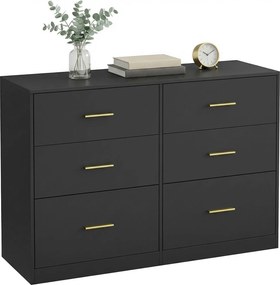 Cómoda com 6 gavetas 40 x 119 x 78 cm, armário de arrumação Preto