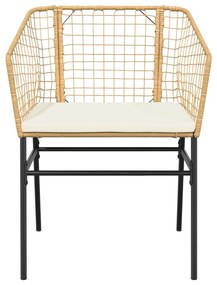 Conjunto jantar jardim 9 peças almofadas vidro vime PE castanho