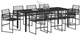 Conjunto de Jantar de Jardim de 9 Peças Vime PE Preto