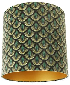Abajur de veludo com design de pavão 40/40/40 interior dourado