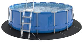 Tapete de Fundo para Piscina Preto Ø428 cm, Tecido Não Tecido, Redondo