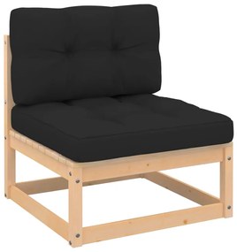 4 pcs conjunto lounge de jardim c/ almofadões pinho maciço