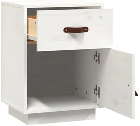 Mesa de cabeceira 40x34x55 cm madeira de pinho maciça branco