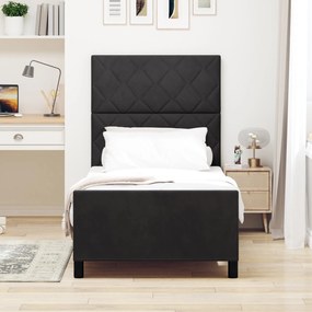 Estrutura de Cama Preta 90x190 cm Veludo
