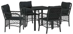 Conjunto de Jantar de Jardim com 5 Peças e Almofadas de Rattan e Polié
