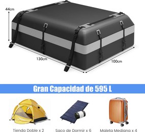 Bolsa de tejadilho para automóvel 130 x 86 x 44 cm (C x L x A) de 600 L. Saco de carga impermeável para tejadilho de automóvel. Saco porta-bagagens pa