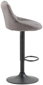 Banco de bar Lazio em tecido e com estrutura preta 46 x 83-104 x 49 cm Cinzento
