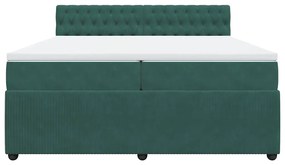 Cama com molas/colchão 200x200 cm veludo verde-escuro
