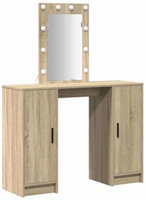 Mesa de Maquiagem com Luzes LED em Carvalho Sonoma, 102x33x135 cm
