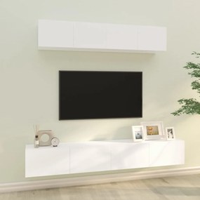 Conjunto móveis de TV 4 pcs madeira processada branco