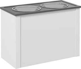 PawHut Estação de Alimentação Tigelas Elevadas 1 Compartimento 2 Tigelas de Aço Inoxidável, 60 x 30 x 42cm, Branco + Cinza | Aosom Portugal