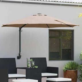 vidaXL Guarda-sol de Jardim Montado na Parede da Taupe 250 cm