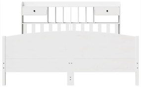 Cama com estante sem colchão 200x200 cm pinho maciço branco