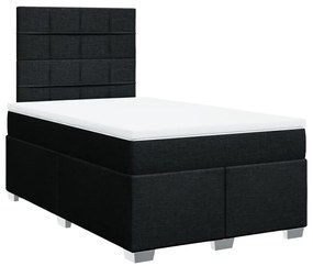 Cama boxspring com colchão 120x190 cm tecido preto