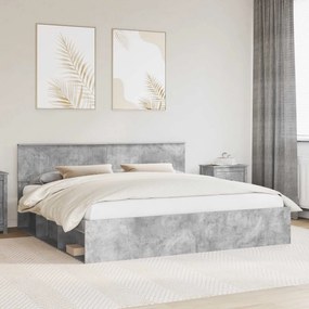 vidaXL Estrutura da Cama com cabeceira Concreto 200 x 200 cm