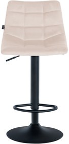 Banco de bar Jerry em veludo com estrutura preta 87-108,5 x 43 x 46,5 cm Bege