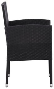 5 pcs conjunto de jantar para jardim vime PE e aço preto