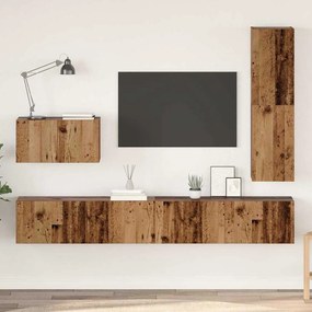 Conjunto de móvel de TV 4 pcs Madeira antiga 30.5 x 30 x 110 cm