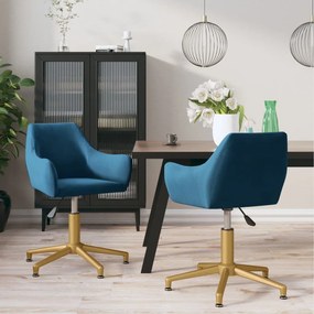 vidaXL Cadeiras de jantar giratórias 2 pcs veludo azul
