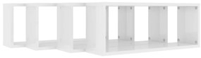 Prateleiras parede cúbicas 4 pcs deriv. madeira branco brilh.