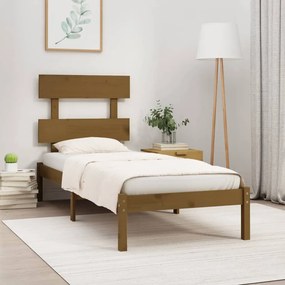 Estrutura de cama 90x200 cm madeira maciça castanho mel