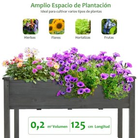 Floreira elevado para flores, plantas e cultivo para jardim, exterior ou varanda 125 x 59 x 76 cm cinza